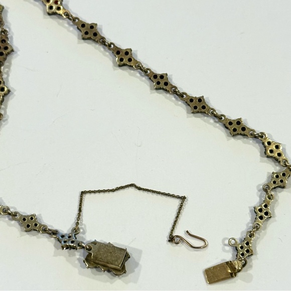 Vintage Red Garnet Bohemian Necklace & Screwback Earrings Set Victorian Revival - Picture 11 of 16